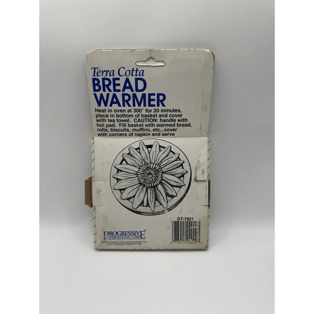 Vintage Terra Cotta Bread Warmer Progressive GT-7021 Flower Design 1994‎ New